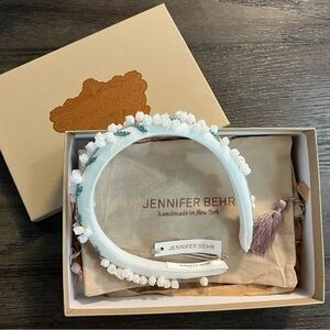 NWT Jennifer Behr ivory, white and green Tassel Hand Made Headband